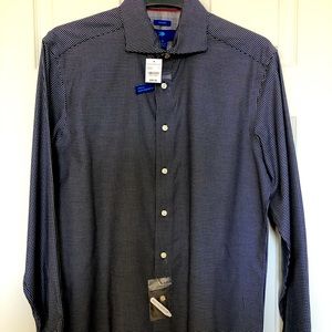 Egara Navy Dotted Long Sleeve Button Down